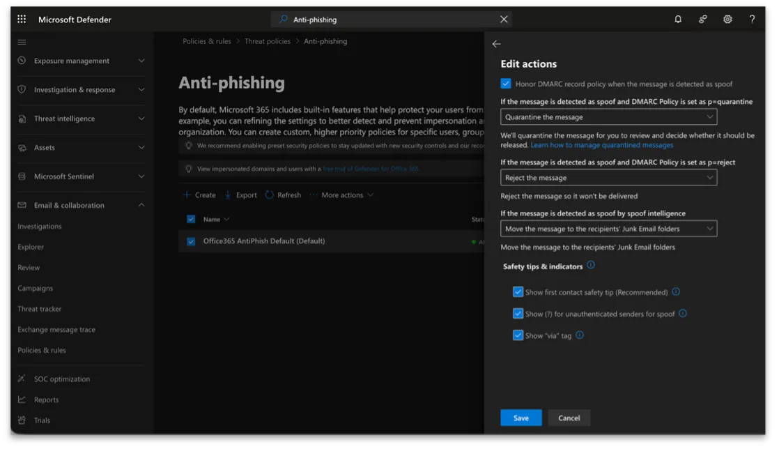 Description of the phishing header